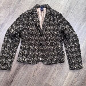 GAP Women's Black and White Textured Blazer